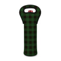 Green Black And Red Tartan Pattern Print Single Neoprene Wine Tote