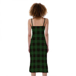 Green Black And Red Tartan Pattern Print Slim Fit Midi Cami Dress