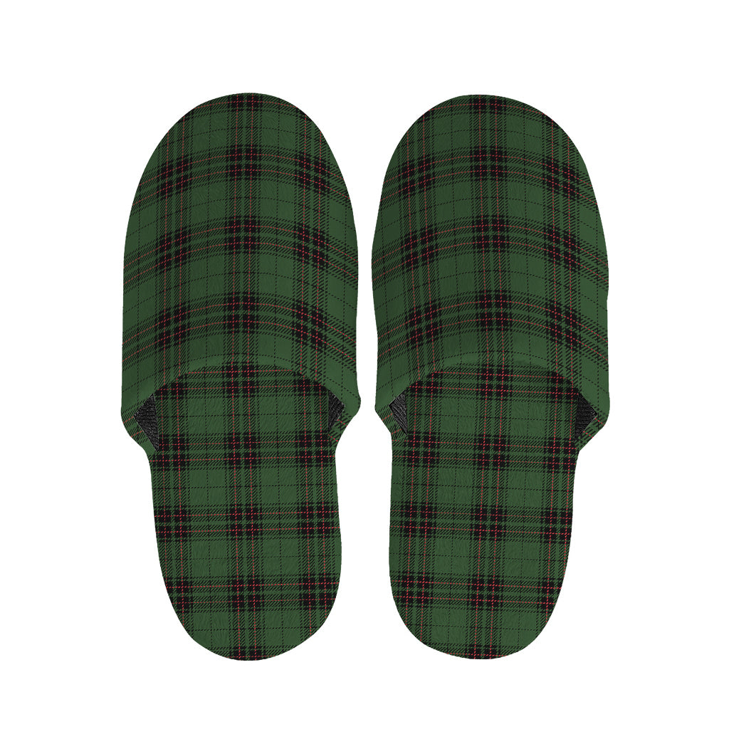 Green Black And Red Tartan Pattern Print Slippers