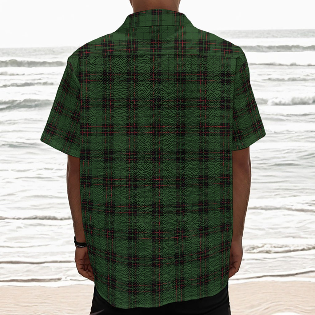 Green Black And Red Tartan Pattern Print Textured Short Sleeve Shirt
