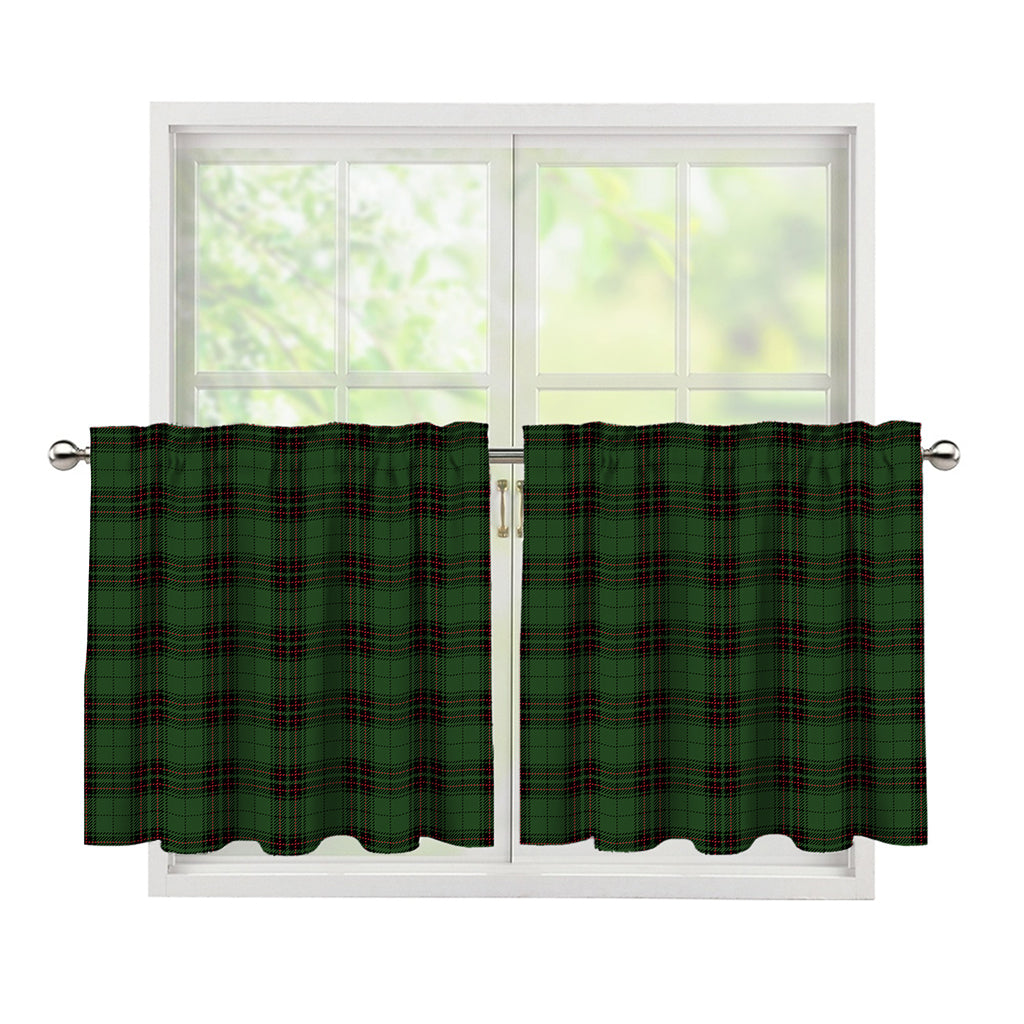Green Black And Red Tartan Pattern Print Tier Curtains