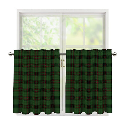 Green Black And Red Tartan Pattern Print Tier Curtains