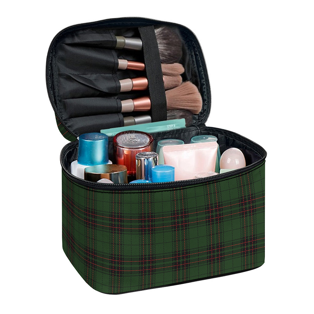 Green Black And Red Tartan Pattern Print Travel Makeup Bag