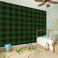 Green Black And Red Tartan Pattern Print Wall Sticker