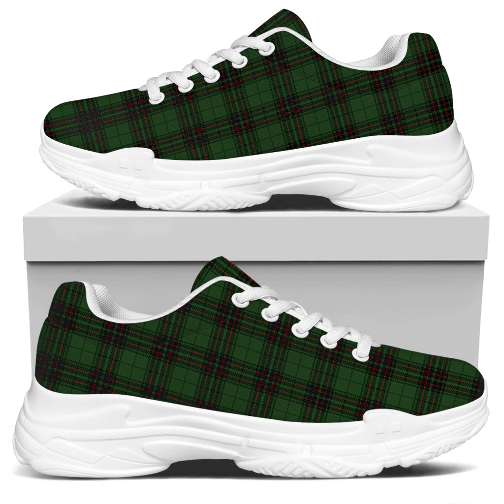 Green Black And Red Tartan Pattern Print White Chunky Shoes