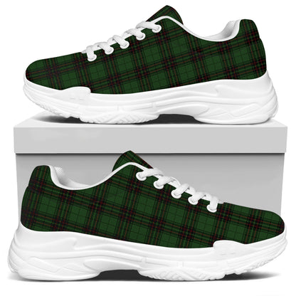 Green Black And Red Tartan Pattern Print White Chunky Shoes