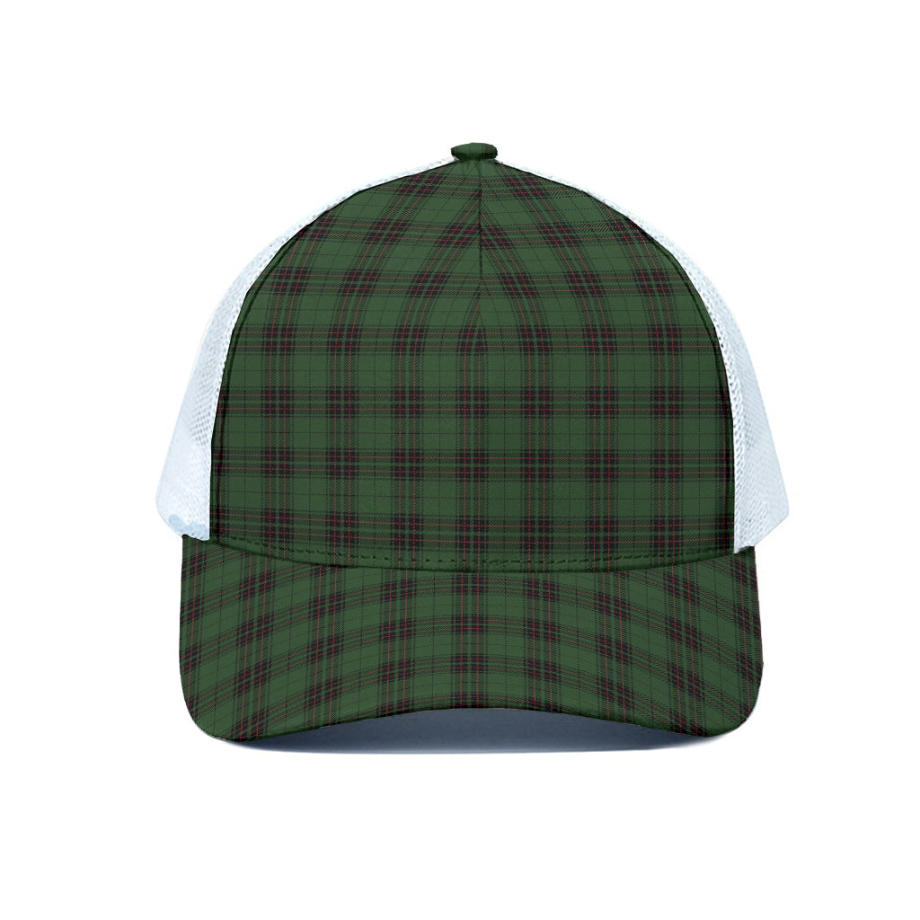 Green Black And Red Tartan Pattern Print White Mesh Trucker Cap