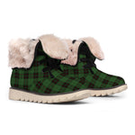 Green Black And Red Tartan Pattern Print Winter Boots