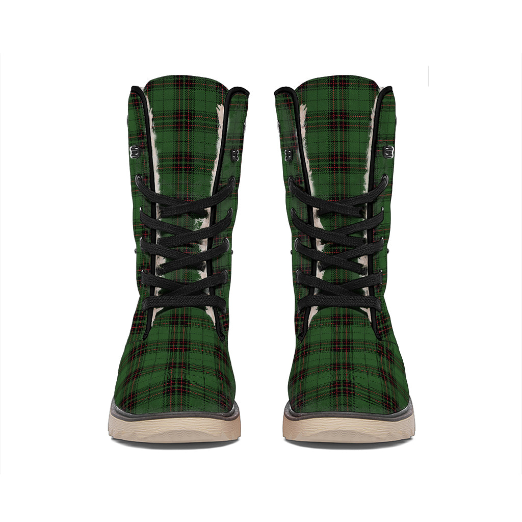 Green Black And Red Tartan Pattern Print Winter Boots