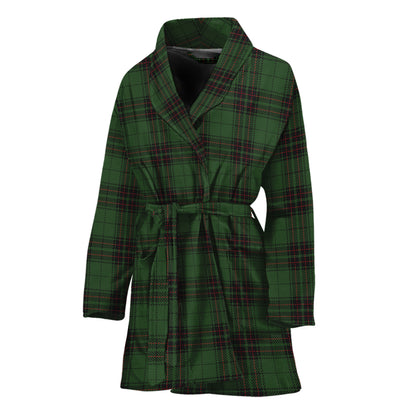 Green Black And Red Tartan Pattern Print Women's Bathrobe