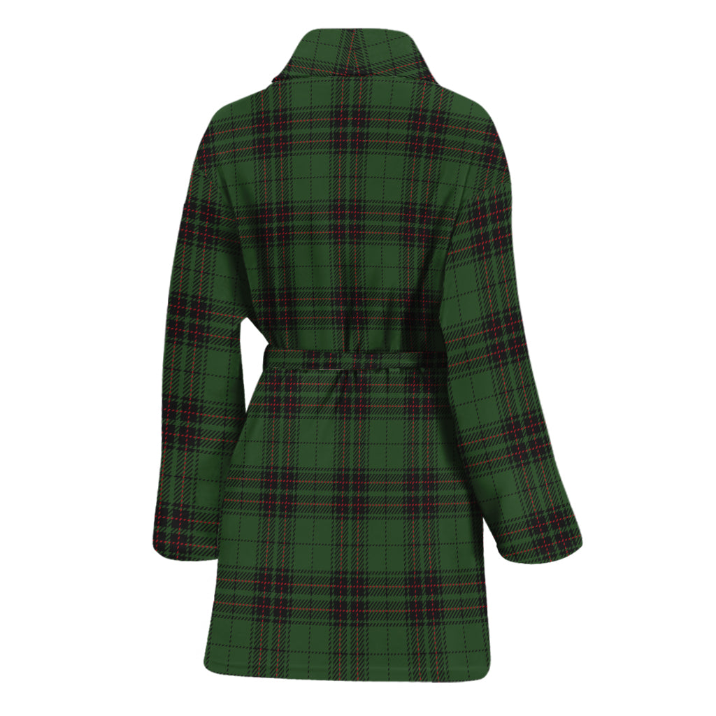 Green Black And Red Tartan Pattern Print Women's Bathrobe