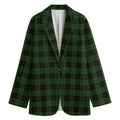 Green Black And Red Tartan Pattern Print Women's Cotton Blazer