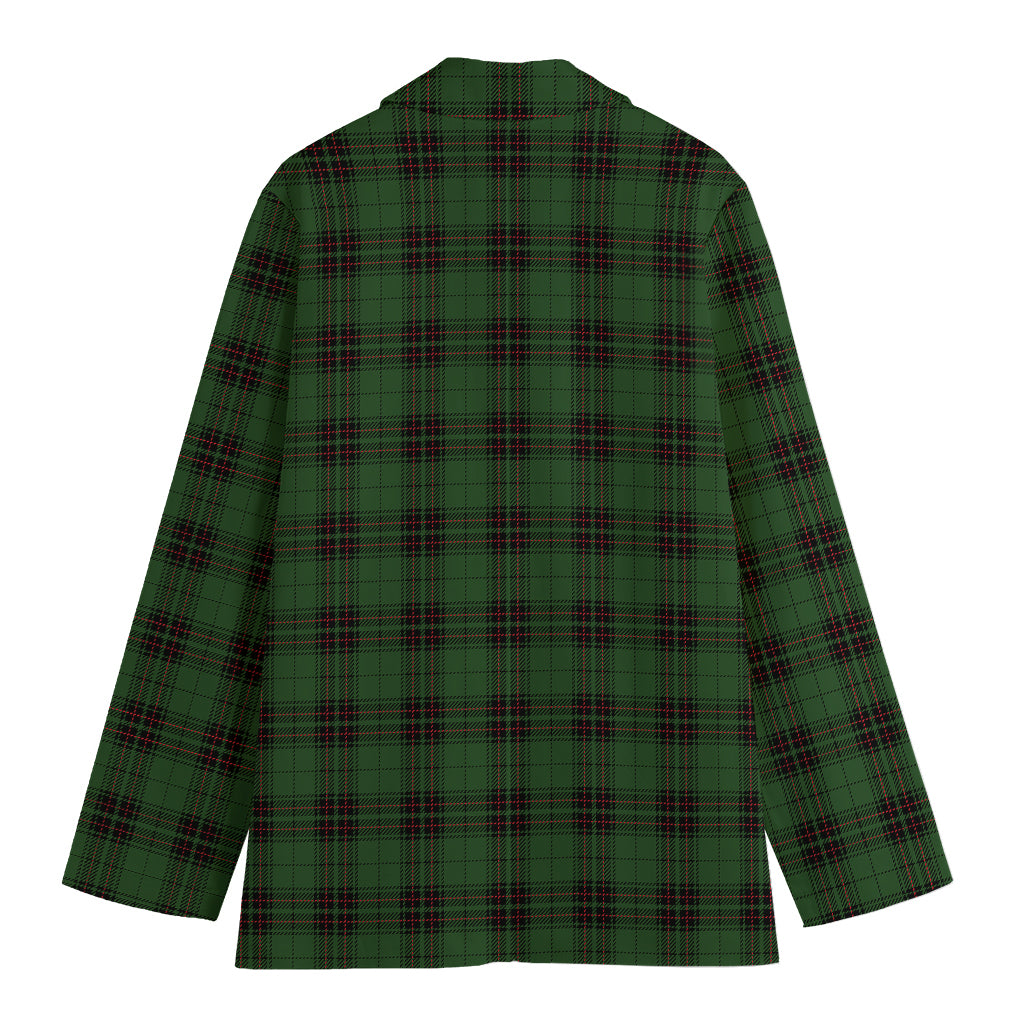 Green Black And Red Tartan Pattern Print Women's Cotton Blazer