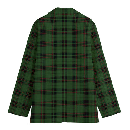 Green Black And Red Tartan Pattern Print Women's Cotton Blazer