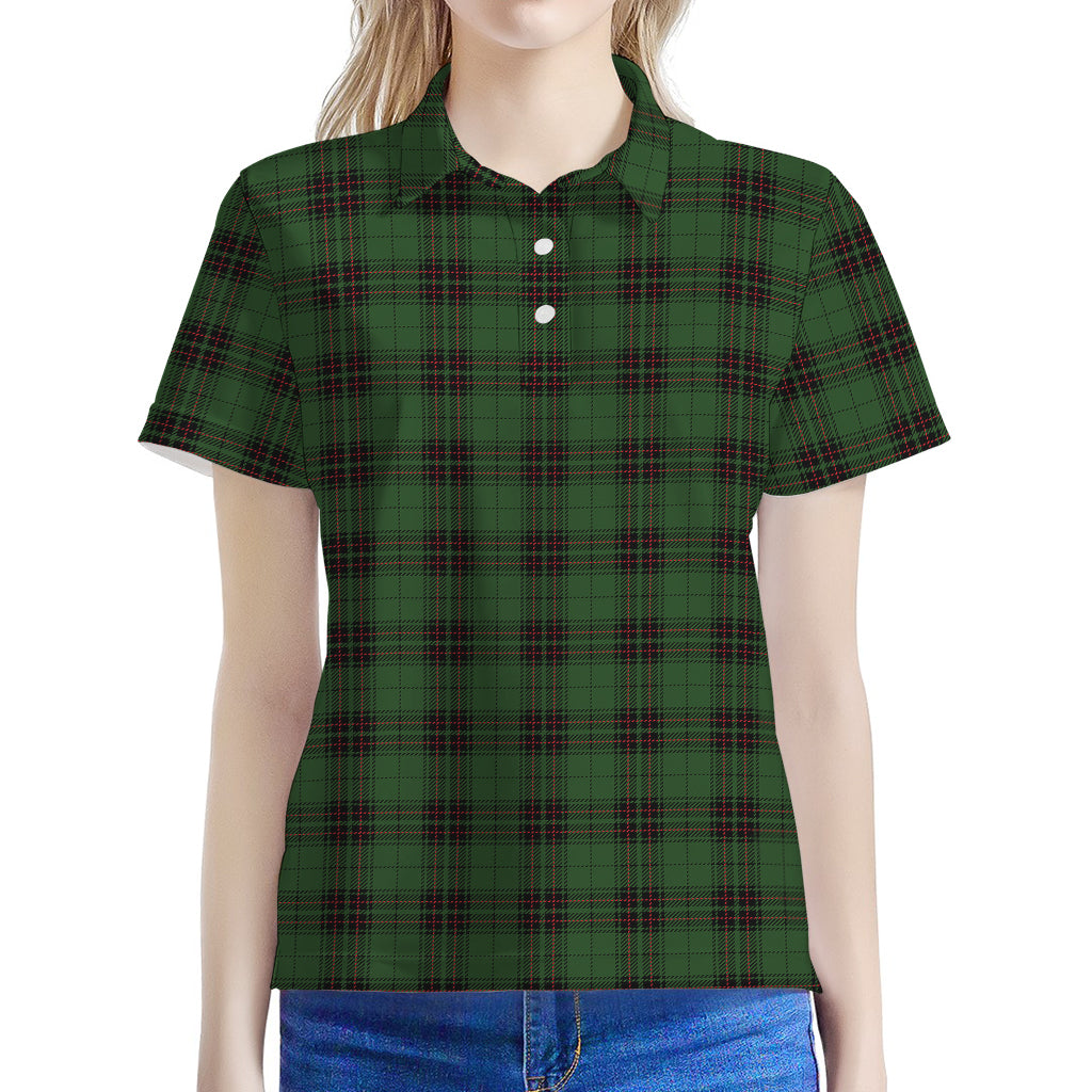 Green Black And Red Tartan Pattern Print Women's Polo Shirt