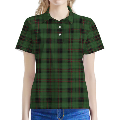 Green Black And Red Tartan Pattern Print Women's Polo Shirt