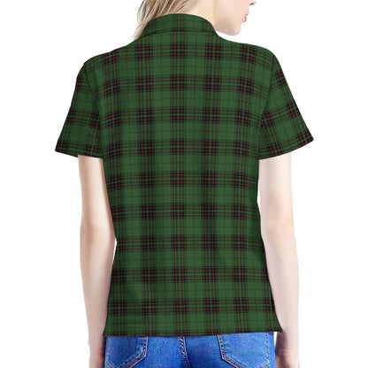 Green Black And Red Tartan Pattern Print Women's Polo Shirt