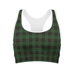Green Black And Red Tartan Pattern Print Women's Sports Bra