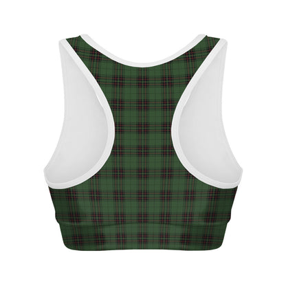 Green Black And Red Tartan Pattern Print Women's Sports Bra