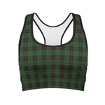 Green Black And Red Tartan Pattern Print Women's Sports Bra
