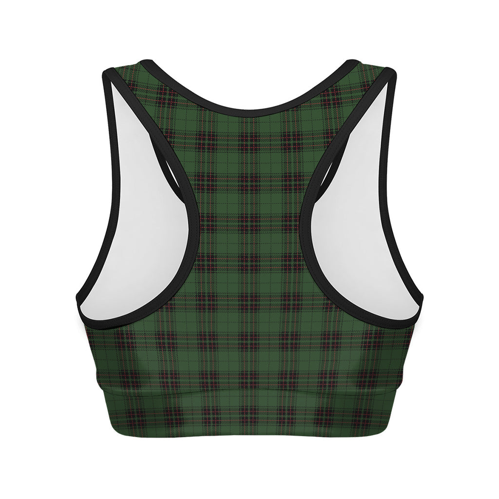 Green Black And Red Tartan Pattern Print Women's Sports Bra