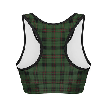 Green Black And Red Tartan Pattern Print Women's Sports Bra