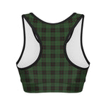 Green Black And Red Tartan Pattern Print Women's Sports Bra