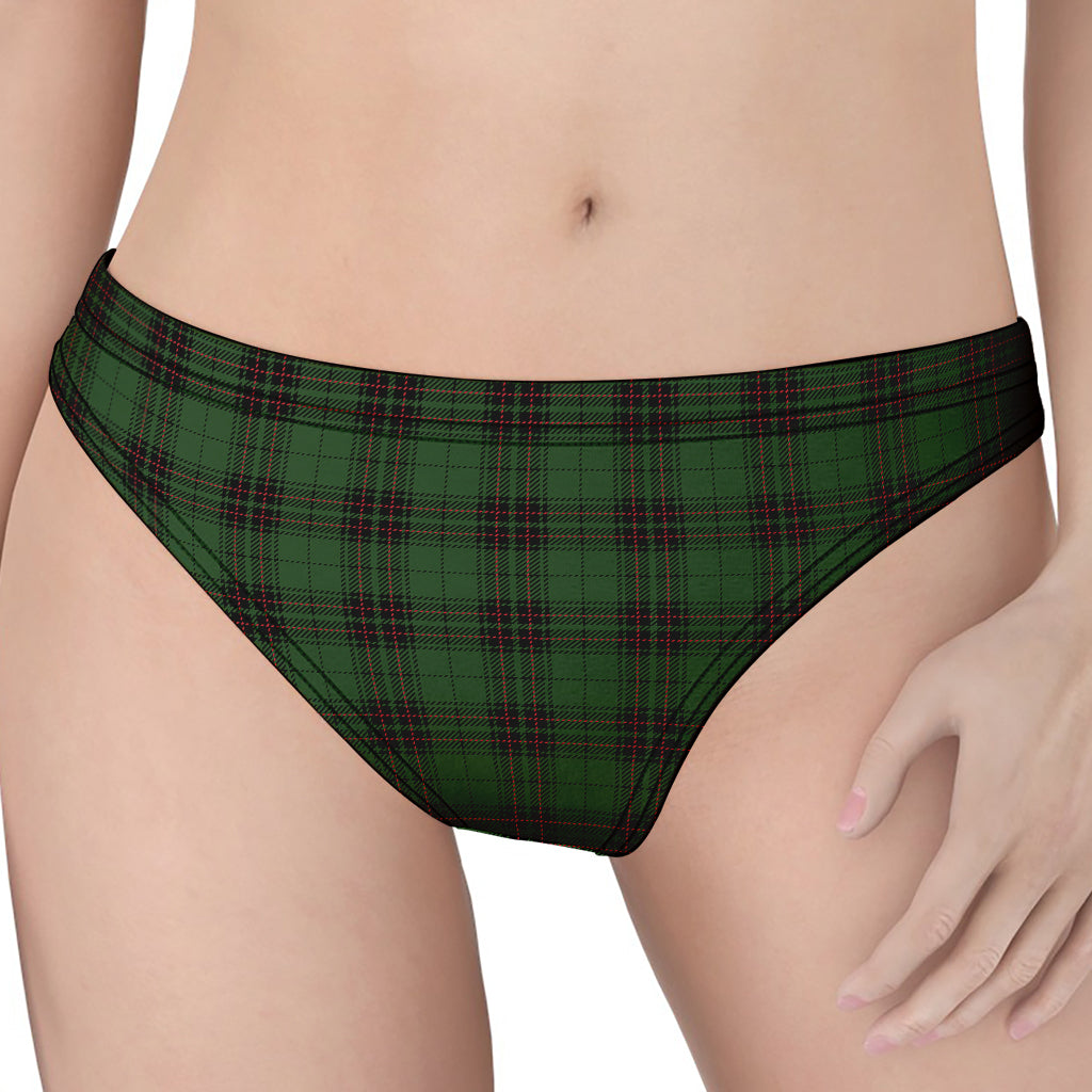 Green Black And Red Tartan Pattern Print Women's Thong