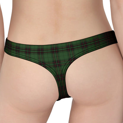 Green Black And Red Tartan Pattern Print Women's Thong