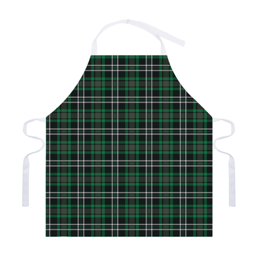 Green Black And White Tartan Print Adjustable Apron
