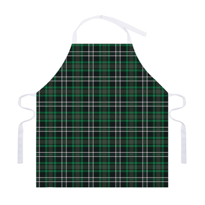 Green Black And White Tartan Print Adjustable Apron