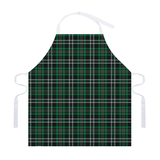 Green Black And White Tartan Print Adjustable Apron