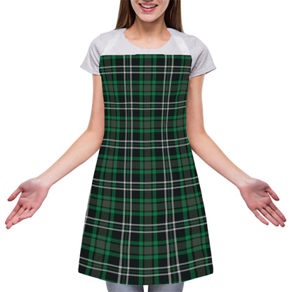 Green Black And White Tartan Print Adjustable Apron