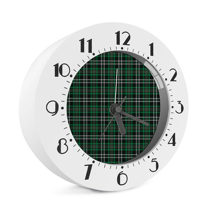 Green Black And White Tartan Print Alarm Clock
