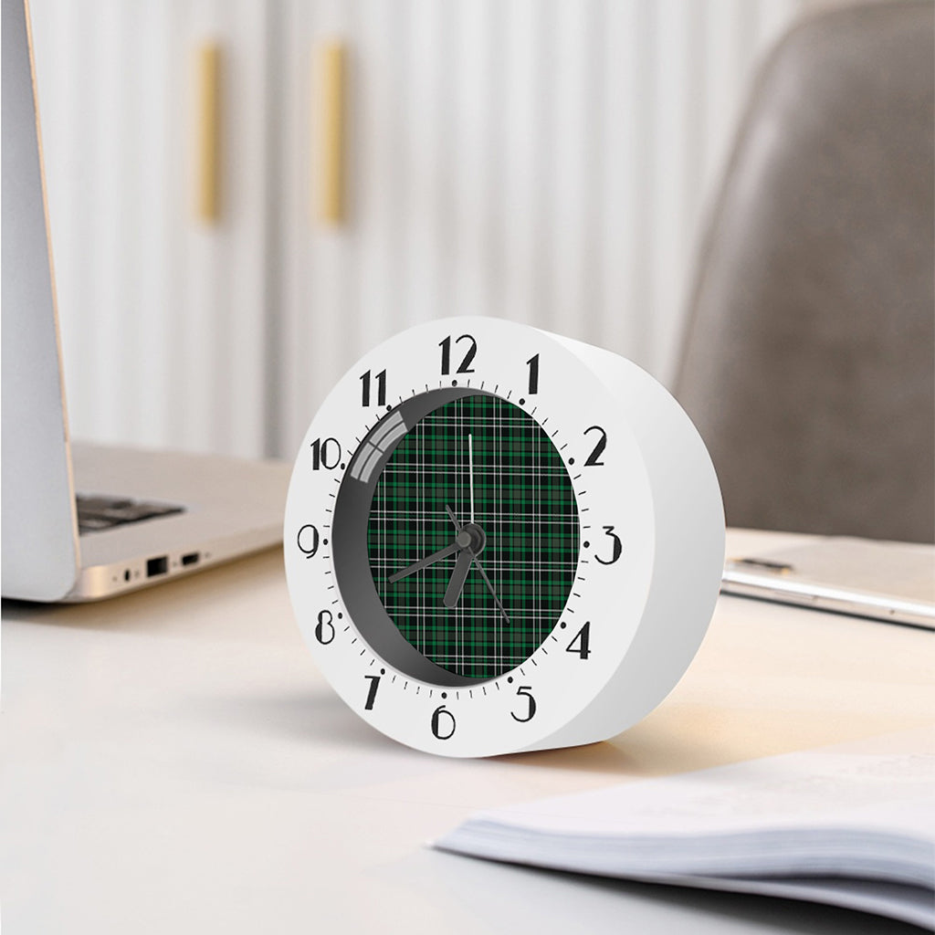 Green Black And White Tartan Print Alarm Clock