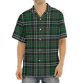 Green Black And White Tartan Print Aloha Shirt