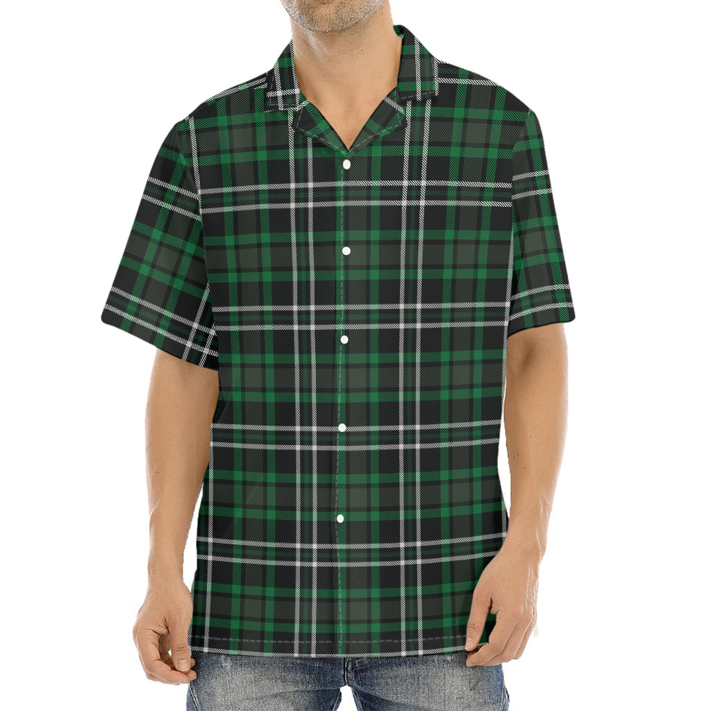 Green Black And White Tartan Print Aloha Shirt