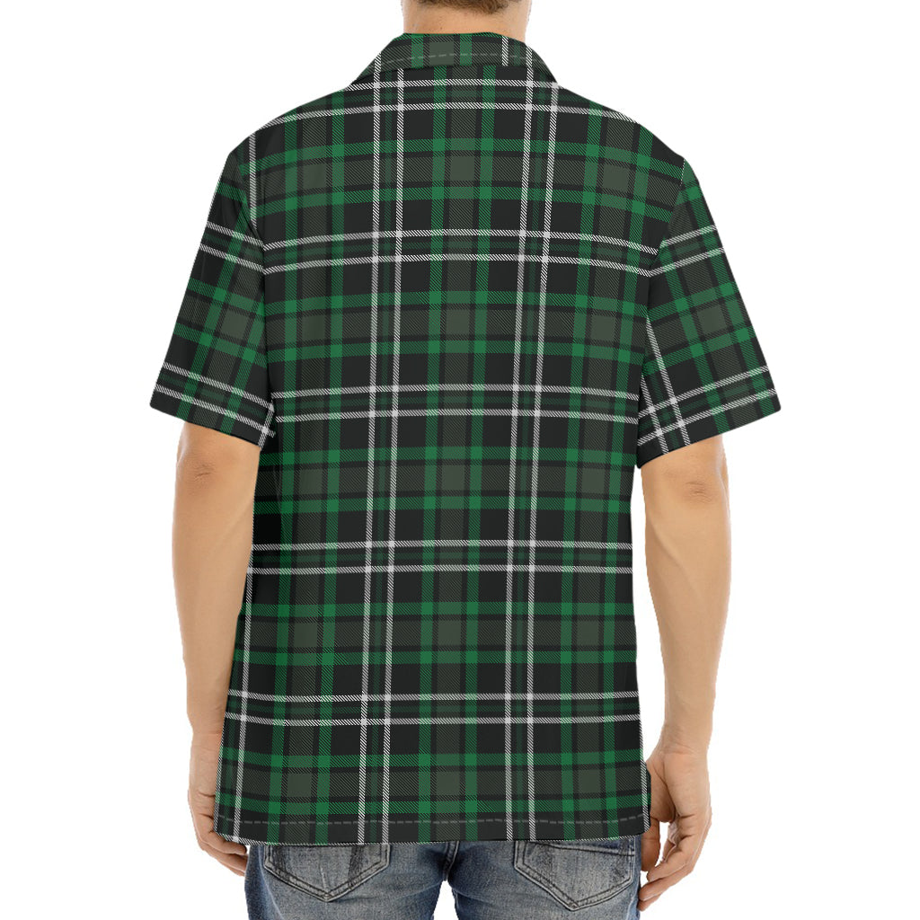 Green Black And White Tartan Print Aloha Shirt