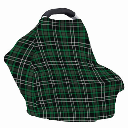 Green Black And White Tartan Print Baby Seat Cover