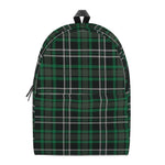 Green Black And White Tartan Print Backpack