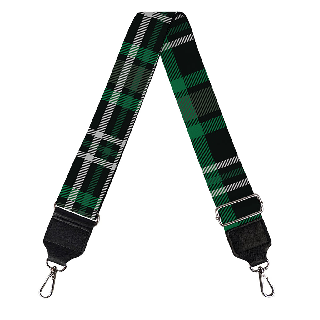 Green Black And White Tartan Print Bag Strap