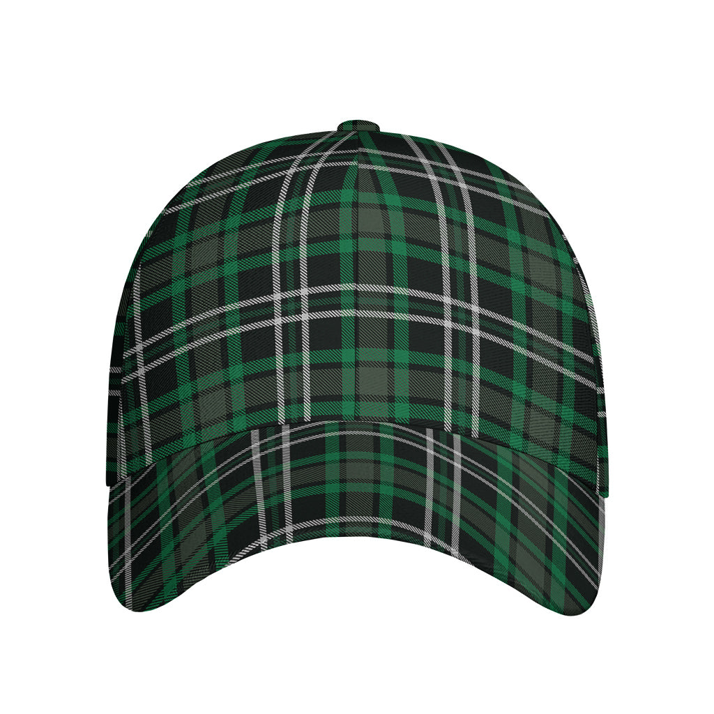 Green Black And White Tartan Print Baseball Cap