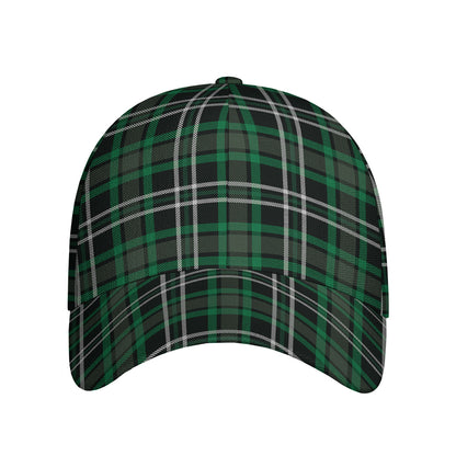 Green Black And White Tartan Print Baseball Cap