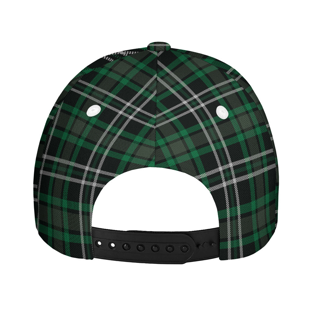 Green Black And White Tartan Print Baseball Cap