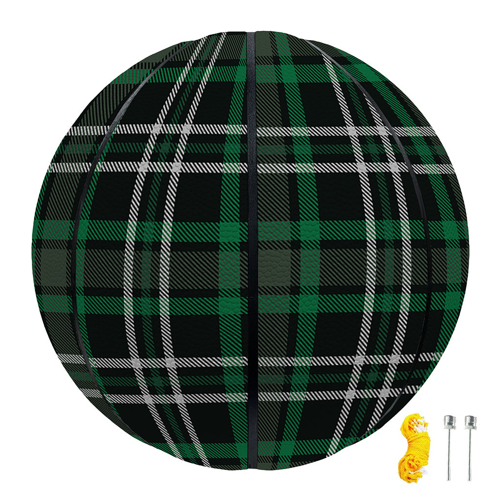 Green Black And White Tartan Print Basketball