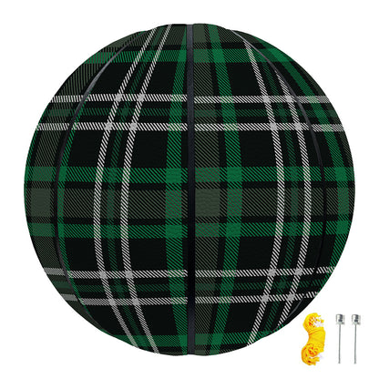 Green Black And White Tartan Print Basketball