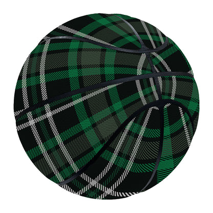 Green Black And White Tartan Print Basketball