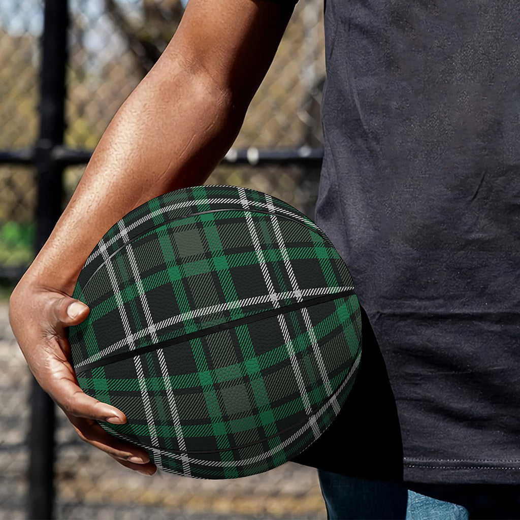 Green Black And White Tartan Print Basketball