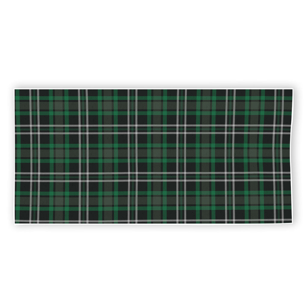 Green Black And White Tartan Print Beach Towel