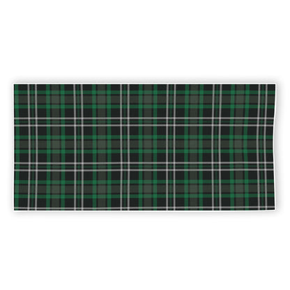 Green Black And White Tartan Print Beach Towel